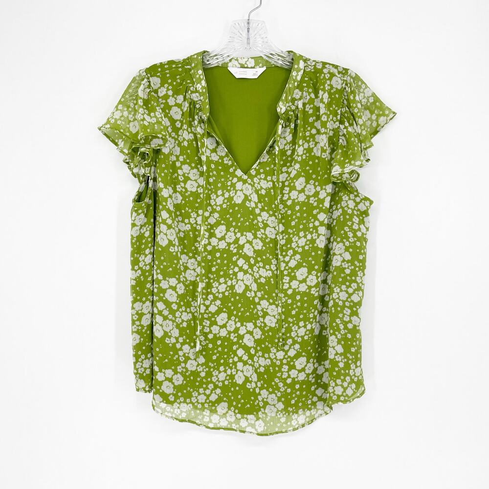 Lauren Conrad Split Neck Floral Top Size Medium
